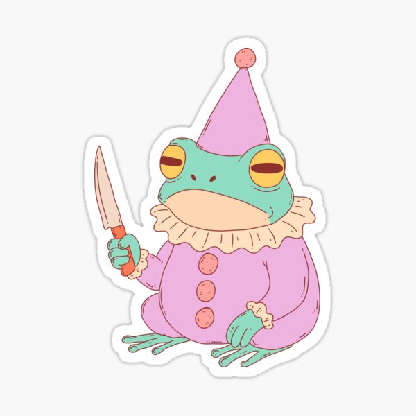 Item preview, Pastel Clown Frog with Knife Funny Unhinged  designed and sold by Jess.a.creates.