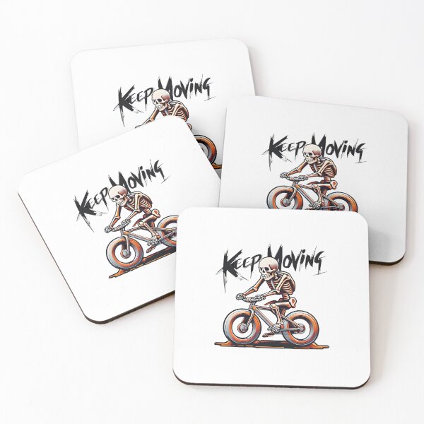 Item preview, Skeleton Riding Bicycle with "Keep Moving" Text designed and sold by Nouveaupattern.