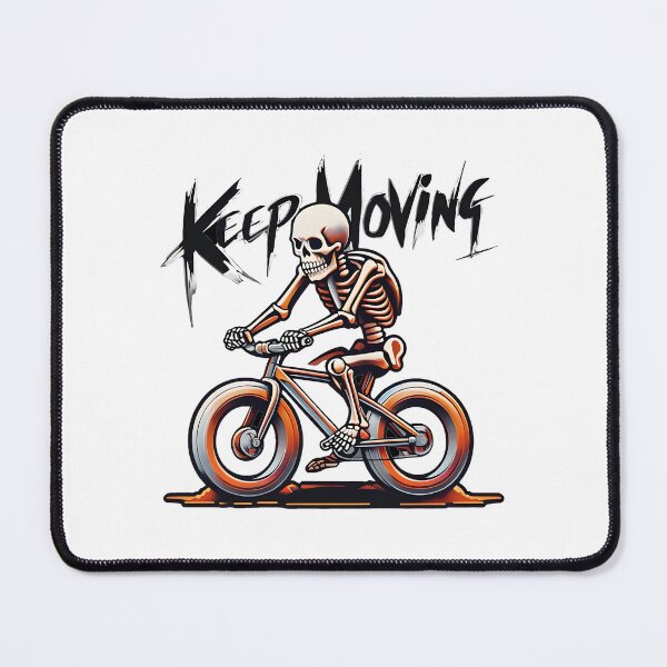 Item preview, Skeleton Riding Bicycle with "Keep Moving" Text designed and sold by Nouveaupattern.