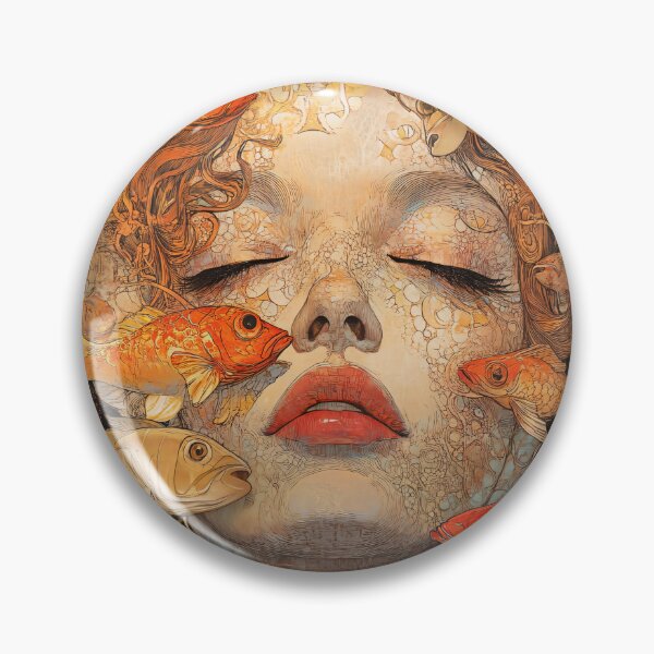 Item preview, Female Face With Fish Art Nouveau designed and sold by entwithanaxe.