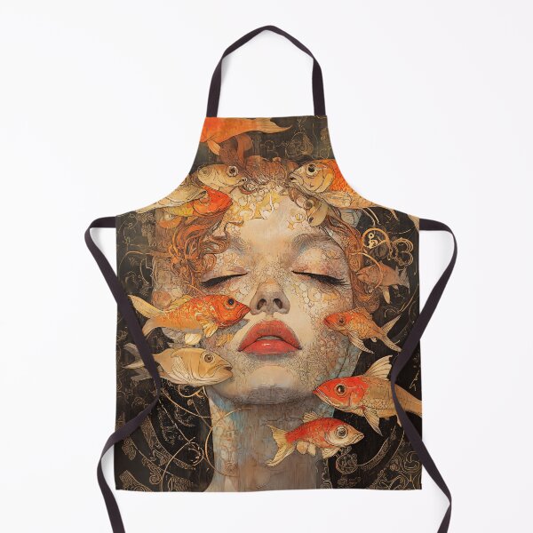 Item preview, Female Face With Fish Art Nouveau designed and sold by entwithanaxe.