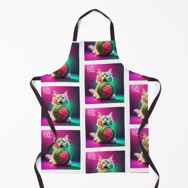 Item preview, A playful kitten caught mid-pounce with a colorful ball of yarn designed and sold by SharpDigiDesign.