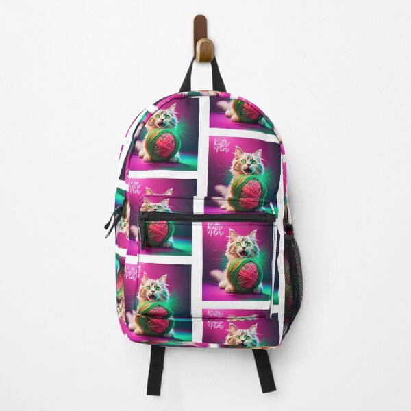 Item preview, A playful kitten caught mid-pounce with a colorful ball of yarn designed and sold by SharpDigiDesign.
