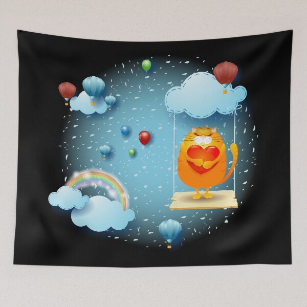 Item preview, Cat in love over the swing designed and sold by LuisaVenturoli.