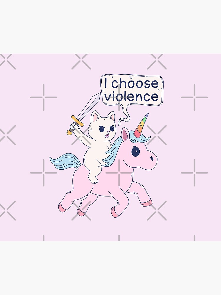 Thumbnail 5 von 5, Mauspad, Wütende Katze reitet auf Einhorn. Ich wähle Gewalt. Meme designt und verkauft von jess1586.