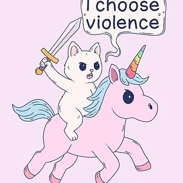 Vorschaubild zum Design Wütende Katze reitet auf Einhorn. Ich wähle Gewalt. Meme von Jess.a.creates