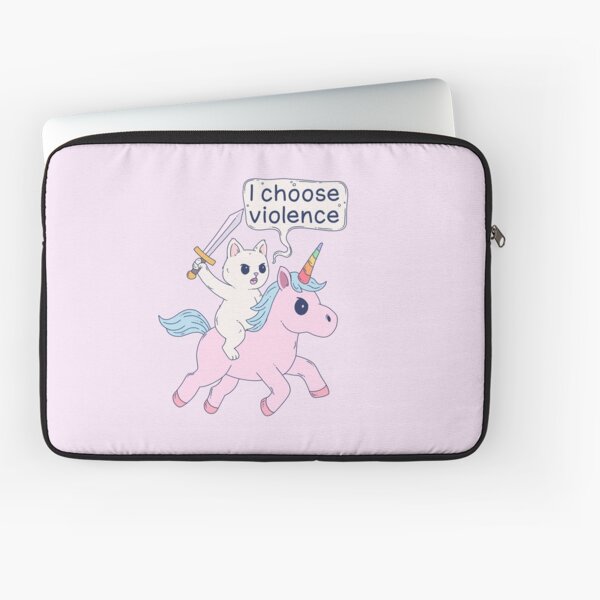 Vista previa del artículo con la obra «Meme de gato enojado montando unicornio: "Elijo la violencia"», diseñado y vendido por Jess.a.creates.