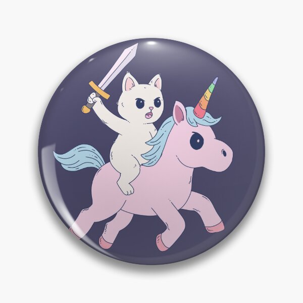 Item preview, Fierce Cat Riding Unicorn with Sword Pastel Chaos designed and sold by Jess.a.creates.