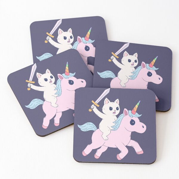Item preview, Fierce Cat Riding Unicorn with Sword Pastel Chaos designed and sold by Jess.a.creates.