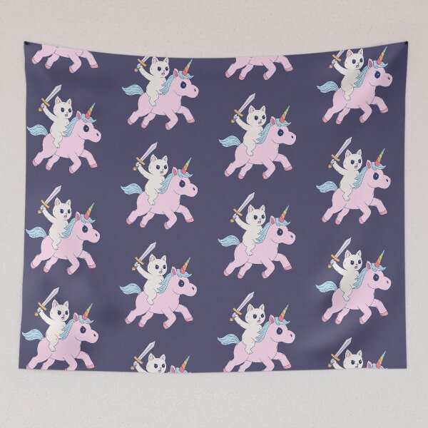 Item preview, Fierce Cat Riding Unicorn with Sword Pastel Chaos designed and sold by Jess.a.creates.