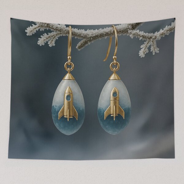 Item preview, Rococo Lady and the White Cat: Titan-Inspired Cosmic Earrings (Original Art by Dee & Zoey) designed and sold by DeenaDee.