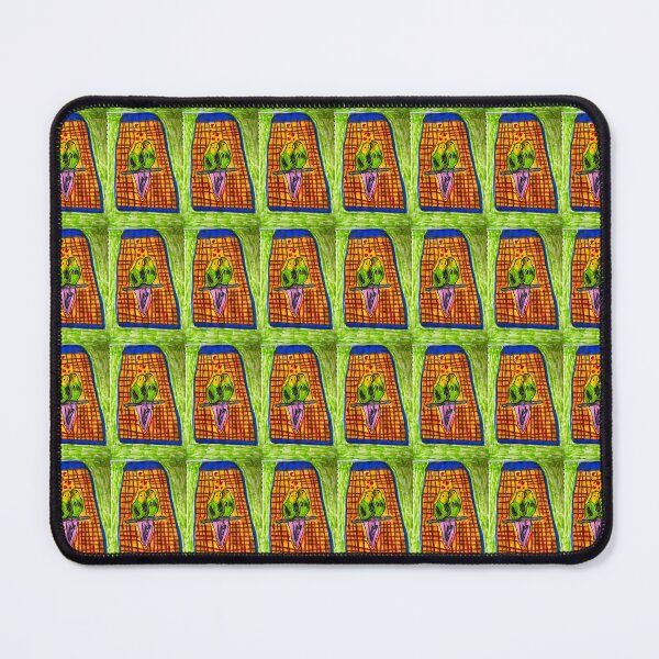 Item preview, Two three toned lovebirds in a multicoloured cage with a light green background  designed and sold by PodmenikArt.