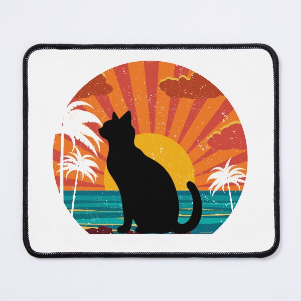 Item preview, Retro Tropical Sunset Cat – Vintage Silhouette Cat Art with Beach Vibes designed and sold by Fredster1966.