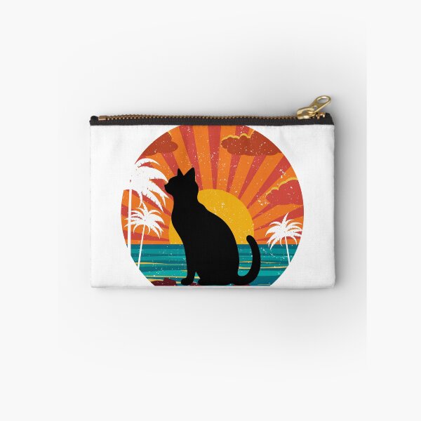 Item preview, Retro Tropical Sunset Cat – Vintage Silhouette Cat Art with Beach Vibes designed and sold by Fredster1966.