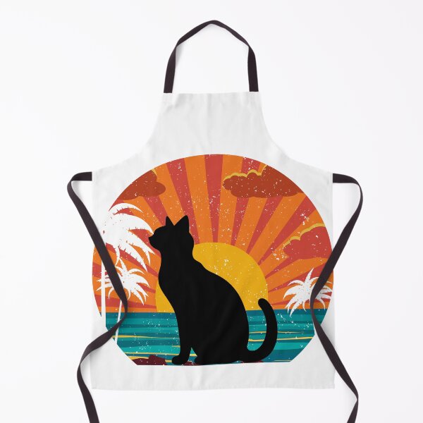 Item preview, Retro Tropical Sunset Cat – Vintage Silhouette Cat Art with Beach Vibes designed and sold by Fredster1966.
