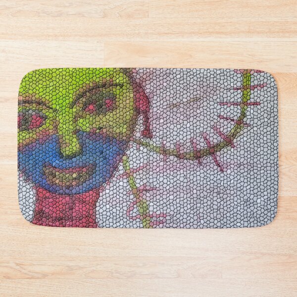 Item preview, Stitched Horror Face – Blue & Green Creepy Expressionist Art designed and sold by LuxuryApparels.