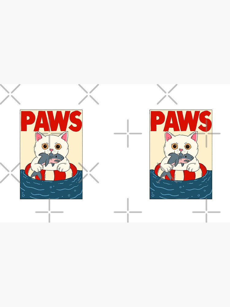 Thumbnail 6 of 6, Coffee Mug, Funny Cat vs Shark Parody Poster Paws Jaws Spoof designed and sold by jess1586.