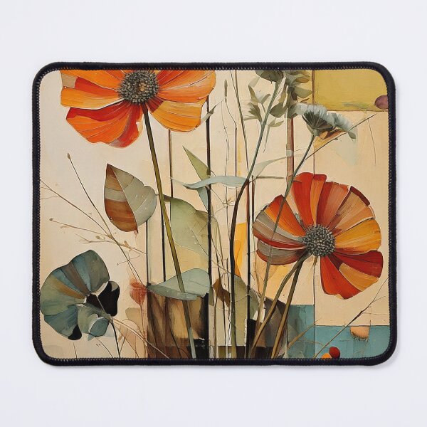 Item preview, Bauhaus Abstract Still Life – Earth Tone Floral Art – Mid-Century Modern Painting designed and sold by CattlettArt.