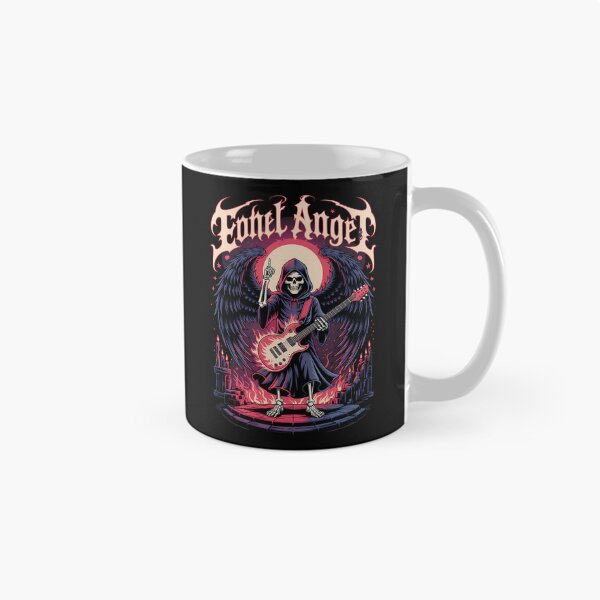 Item preview, Dark Angel Skeleton with Flaming Guitar – Gothic Hooded Rock God  designed and sold by AP_1979.