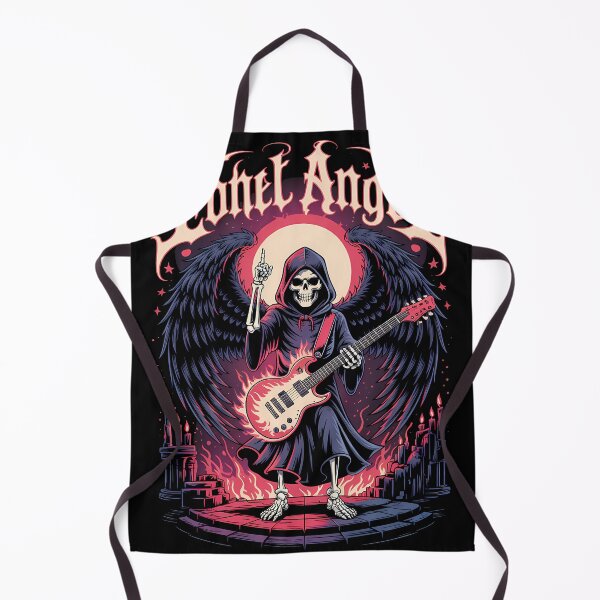 Item preview, Dark Angel Skeleton with Flaming Guitar – Gothic Hooded Rock God designed and sold by AP_1979.