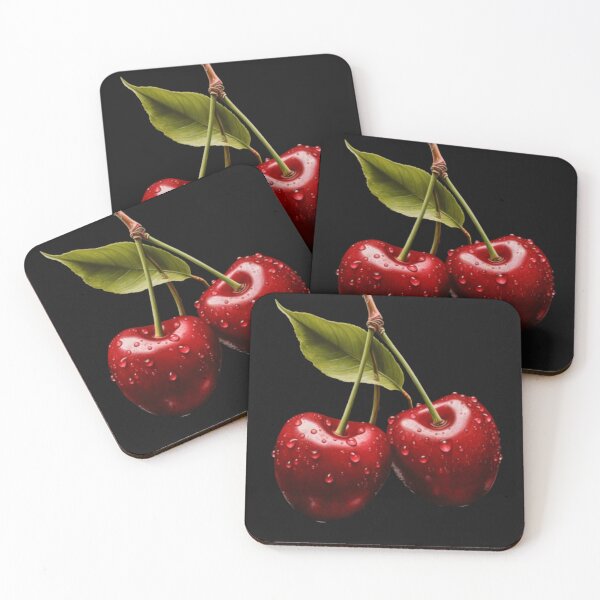 Item preview, Fresh red cherries with water drops designed and sold by No-No-Name.