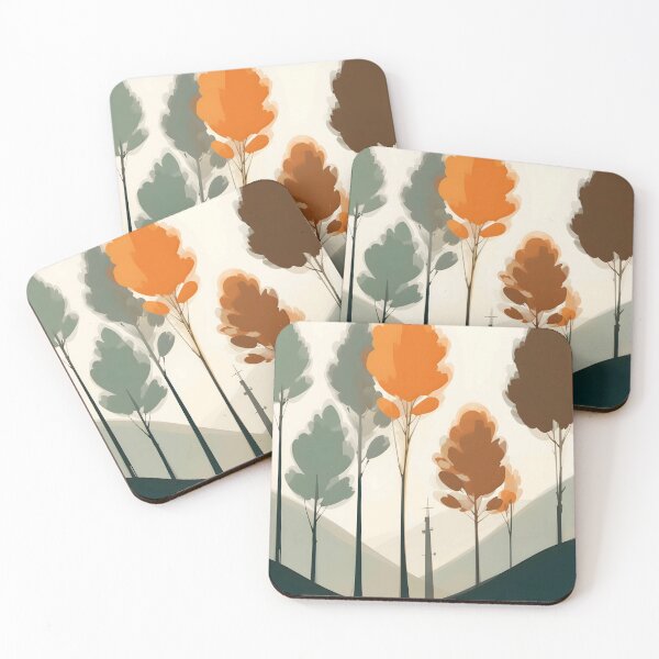 Item preview, Where the Trees Touch the Sky, Warm Autumn Countryside Vibes, Minimalistic Forest Fall Wall Art, Modern Nature Peaceful Landscape designed and sold by Kintsugi99.