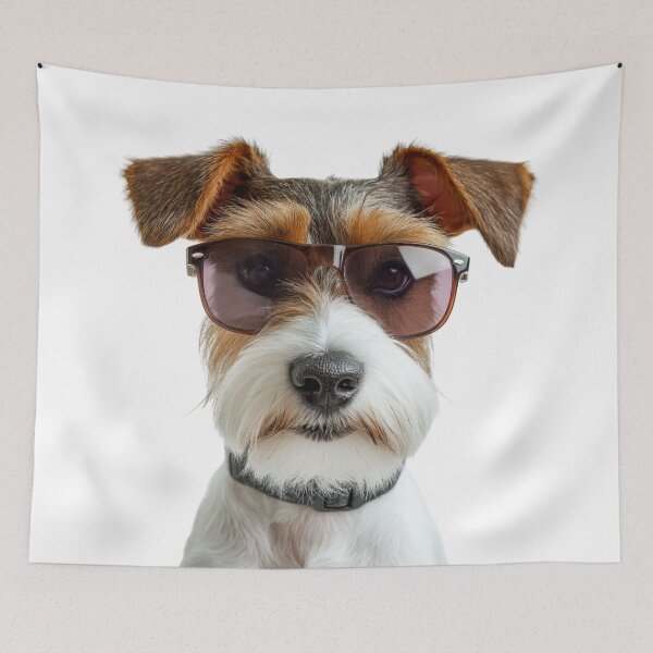 Item preview, Funny cool Wire Fox Terrier Dog wearing sunglasses designed and sold by LazyOwlStore.