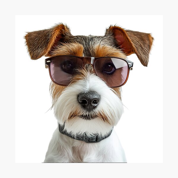 Item preview, Funny cool Wire Fox Terrier Dog wearing sunglasses designed and sold by LazyOwlStore.