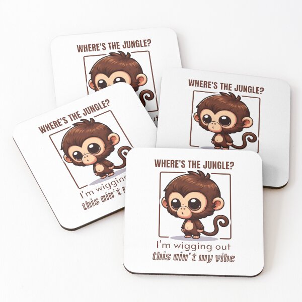 Item preview, Where’s The Jungle? I’m Wigging Out Fluffy Brown Monkey designed and sold by SplashTastic.