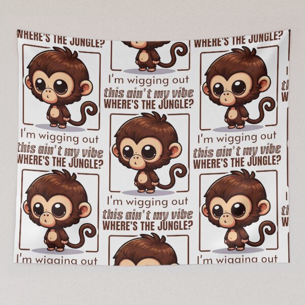 Item preview, Where’s The Jungle? I’m Wigging Out Fluffy Brown Monkey designed and sold by SplashTastic.
