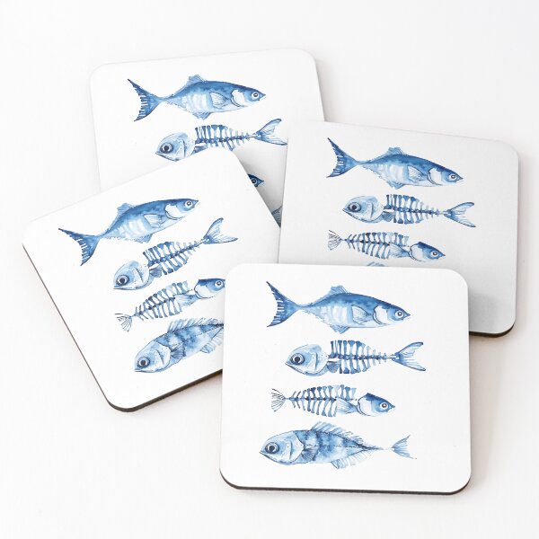 Item preview,  Blue Fish and Bone Structure in Artistic Style designed and sold by Anastasiia Yurevych.