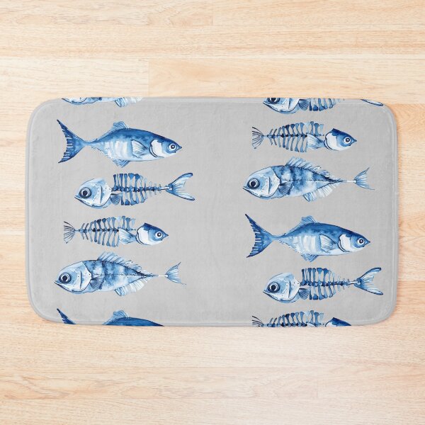 Item preview,  Blue Fish and Bone Structure in Artistic Style designed and sold by Anastasiia Yurevych.