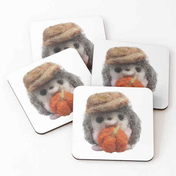 Item preview, Felted hedgehog with cap holding pumpkin whimsical  designed and sold by RockingFelter.