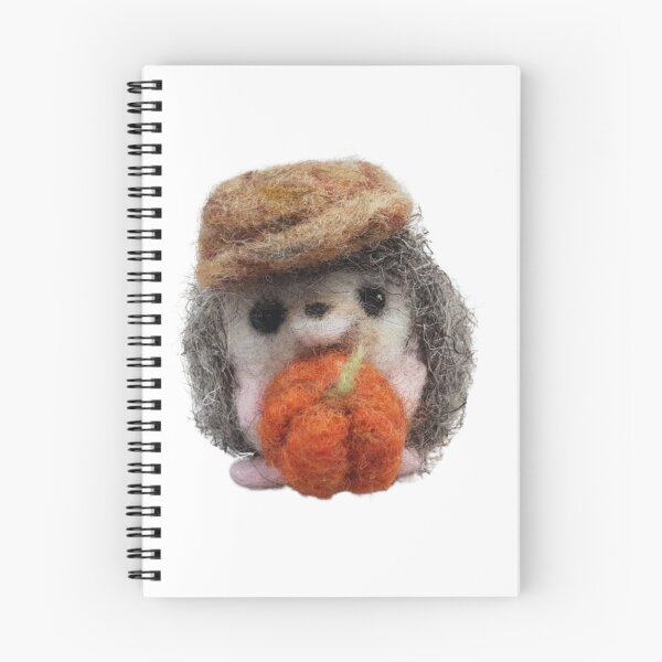 Item preview, Felted hedgehog with cap holding pumpkin whimsical  designed and sold by RockingFelter.