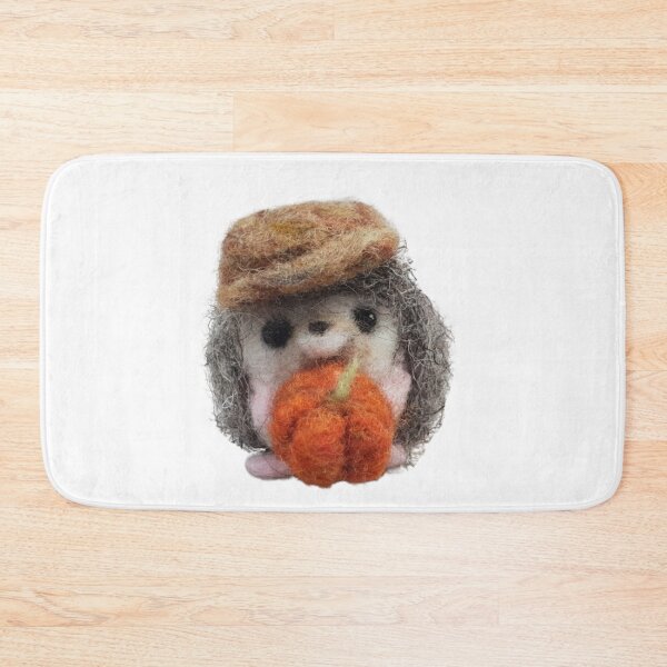 Item preview, Felted hedgehog with cap holding pumpkin whimsical  designed and sold by RockingFelter.