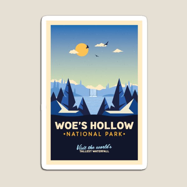Artikel-Vorschau von Woe’s Hollow Nationalpark Poster – Severance inspiriertes minimalistisches Parodie-Design, designt und verkauft von magrodanny.