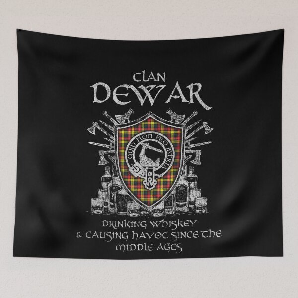 Item preview, Clan Dewar 2 drinking whiskey and causing havoc heritage crest tartan plaid designed and sold by Clan1093.