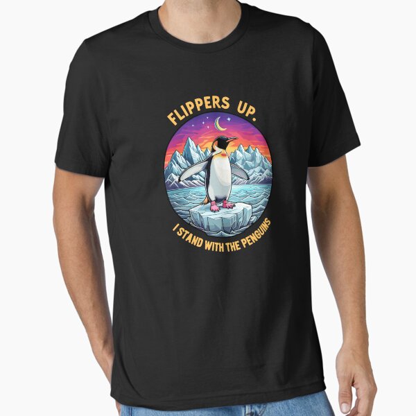 Vista previa del artículo con la obra «Aletas arriba, estoy con los pingüinos», diseñado y vendido por Elysian Arts.