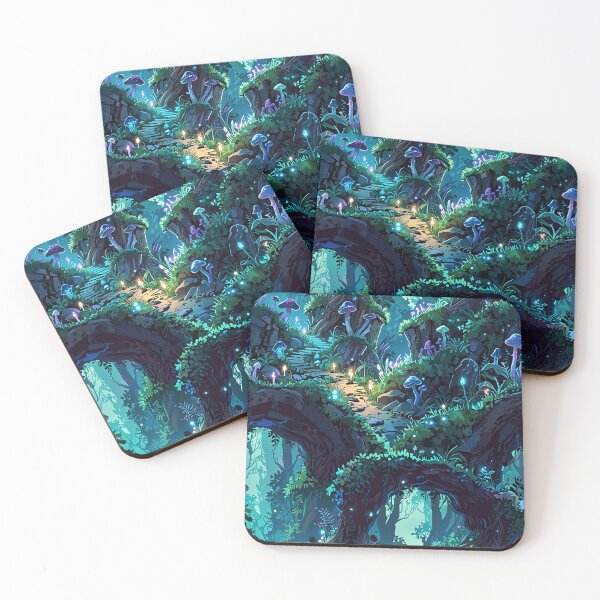Item preview, Forest path illuminated by bioluminescent mushrooms designed and sold by CoolPixels.