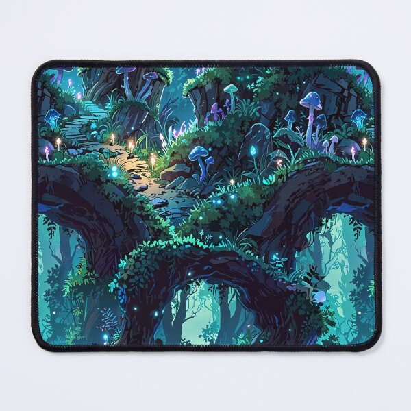 Item preview, Forest path illuminated by bioluminescent mushrooms designed and sold by CoolPixels.