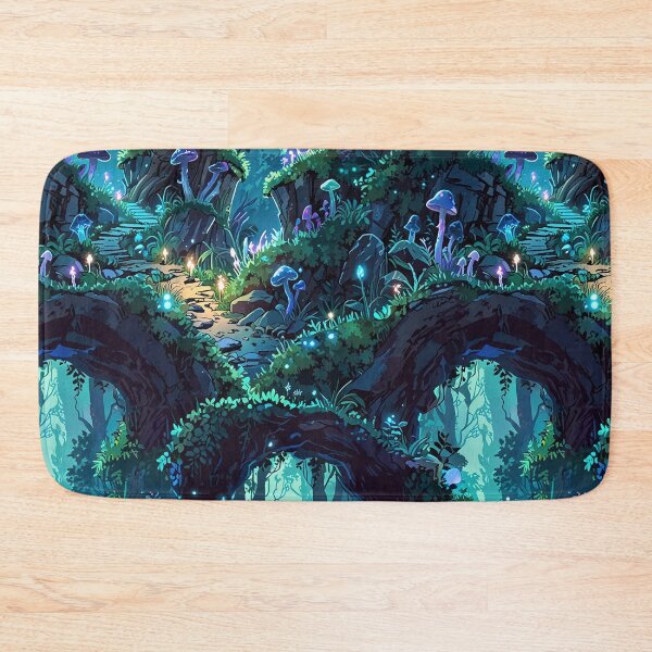 Item preview, Forest path illuminated by bioluminescent mushrooms designed and sold by CoolPixels.
