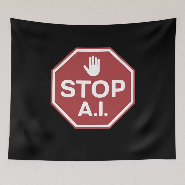 Item preview, Stop Ai Sign Against AI designed and sold by MooonTees.