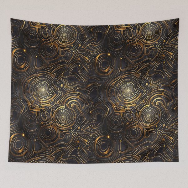 Item preview, Labyrinth with illuminated veins of gold designed and sold by CoolPixels.
