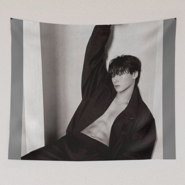 Item preview, hot choi san ATEEZ daddy black and white kpop atiny boyfriend material abs ethereal designed and sold by Kpop-Noona.