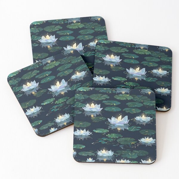 Item preview, Peaceful moonlit pond, lily pads, floating candles designed and sold by CoolPixels.
