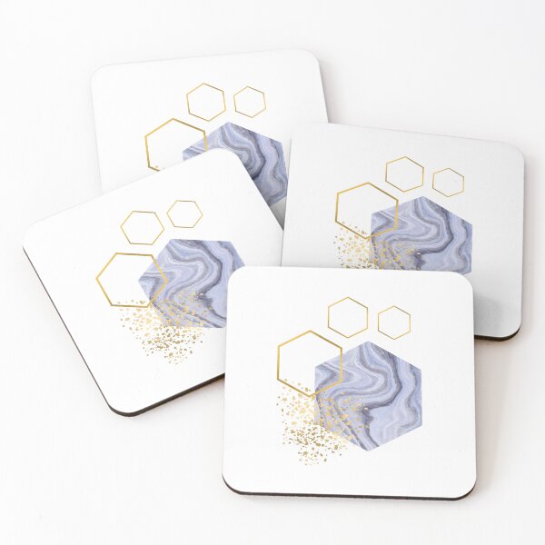 Item preview, Abstract bue and gold marble honeycomb design designed and sold by CreativeStrand.