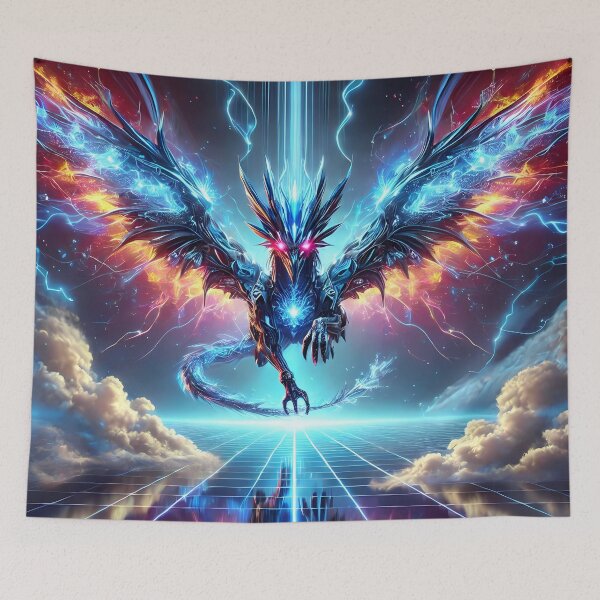 Artikelvorschau, Cybernetic Dragon – Leuchtender Neonflug in einer futuristischen Welt entworfen und verkauft von FusionCipher.