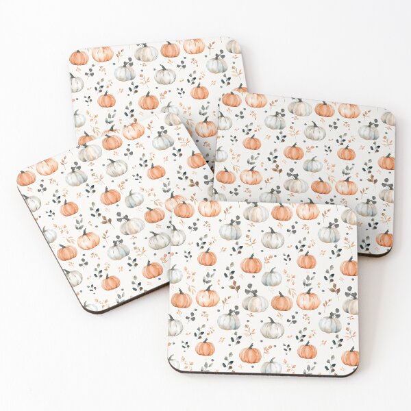 Item preview, watercolour pumpkins in orange and beige designed and sold by PoppyLaneStudio.
