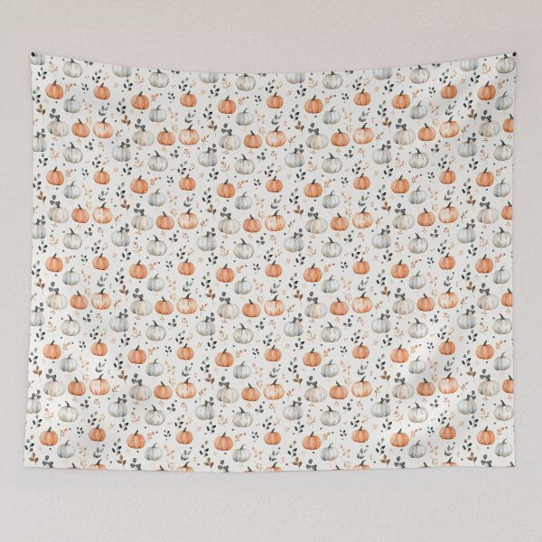 Item preview, watercolour pumpkins in orange and beige designed and sold by PoppyLaneStudio.