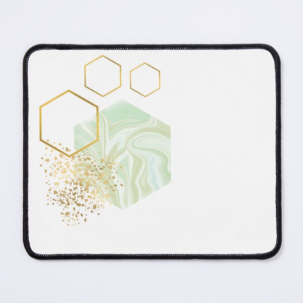 Item preview, Abstract pastel green and gold marble honeycomb design designed and sold by CreativeStrand.